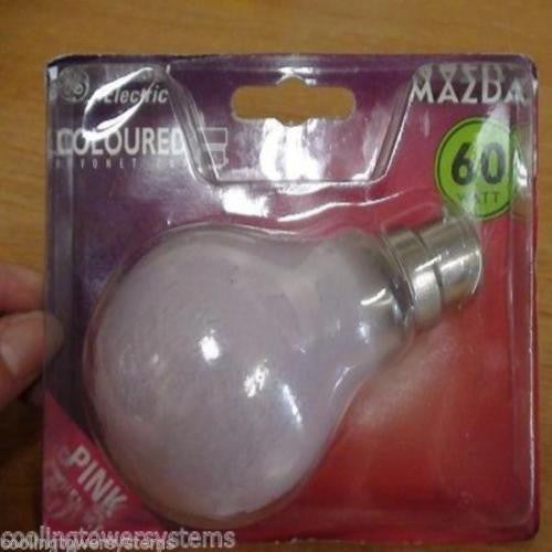 Pink Bayonet Cap Light Bulbs 60 WATT - General Electric - NEW