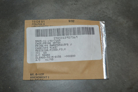 Fixed Wire Resistor NSN:5905-01-190-7169 P/N:RWR89SR215fs