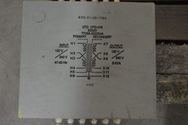 Power Sealed Transformer 120V/240V, 47-63HZ NSN 6120-01-251-1386 Model: CPD-315