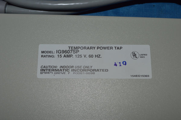 Intermatic Inc. IG9607SP Temporary Power 6 Tab Outlet Strip 15A 125V 60Hz