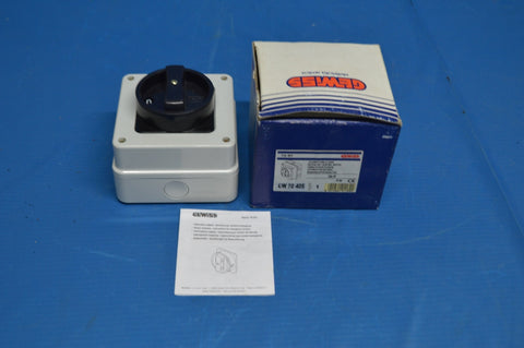 GEWISS GW70405 32 AMP 3 POLE 400V ROTARY ISOLATOR IP65 NSN: 593001SWITCHS P/N GW70405