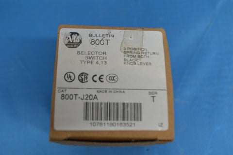 Allen Bradley 800T-J20A Electric Rotary 3 Position W/ Spring Return NSN:5930-01-526-1809