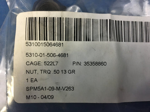 Doosan Nut Trq 1/2"-13 Gr NSN:5310-01-506-4681 Model:35358860