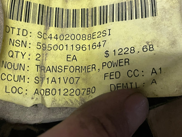 Bogue Systems C29650 Power Transformer NSN:5950-01-196-1647