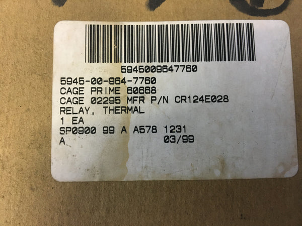 General Electric CR124E028 Thermal Relay 600V 10A NSN:5945-00-964-7760