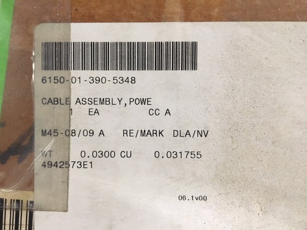 Branched Electrical Power Cable Assembly, NSN: 6150-01-390-5348, Model: 6510786