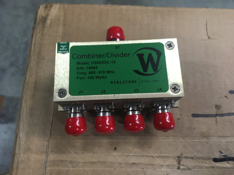 NEW Werlatone D5542DC-10, 4-Way Combiner/Divider Freq: 400-470MHz, 100 Watts  NSN 5935-01-493-9312