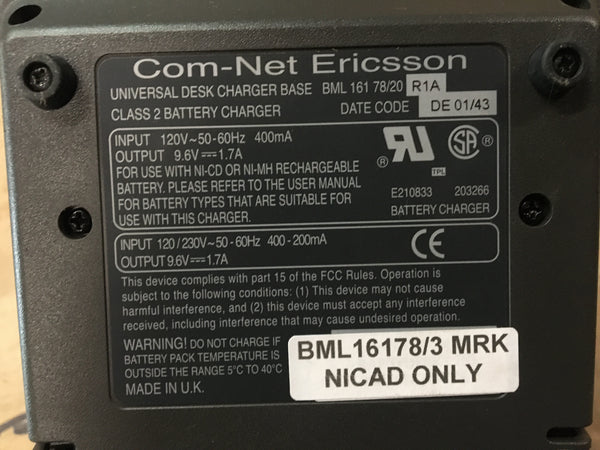 Com-Net Ericsson Battery Charger NSN:6130-01-530-4797 Model:PKCH7N