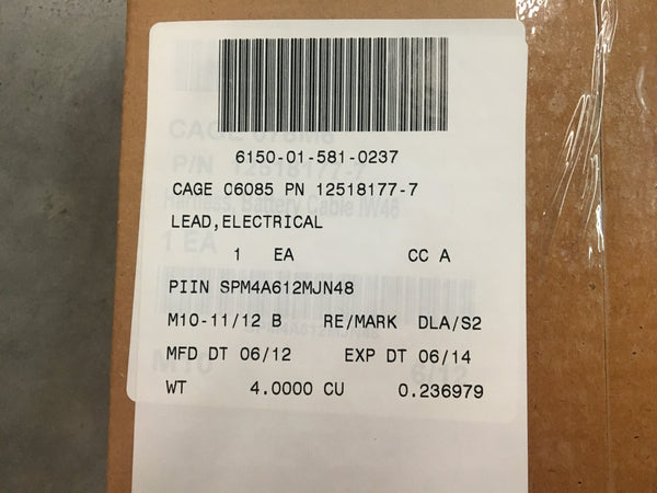 NOS Bae Systems Electrical Lead NSN:6150-01-581-0237 Model:12518177-7