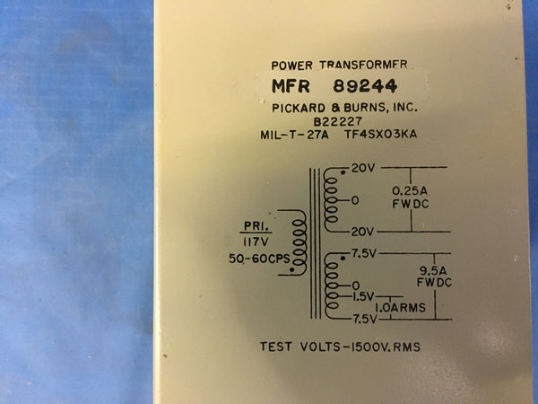 Pickard and Burns B22227 Power Transformer NSN:5950-00-474-6347 Model:22227-1