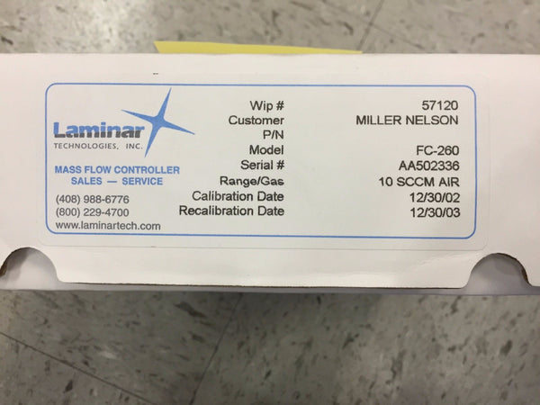 Laminar Mass Flow Controller, P/N FC-260